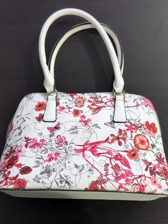 Denver Hayes Handbags - Denver Hayes White Satchel with Pink & Red Floral Print